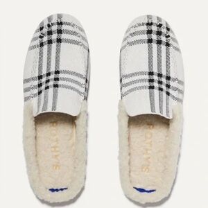 Rothy’s The Scuff Black Plaid Mule Style Slippers Sz 8